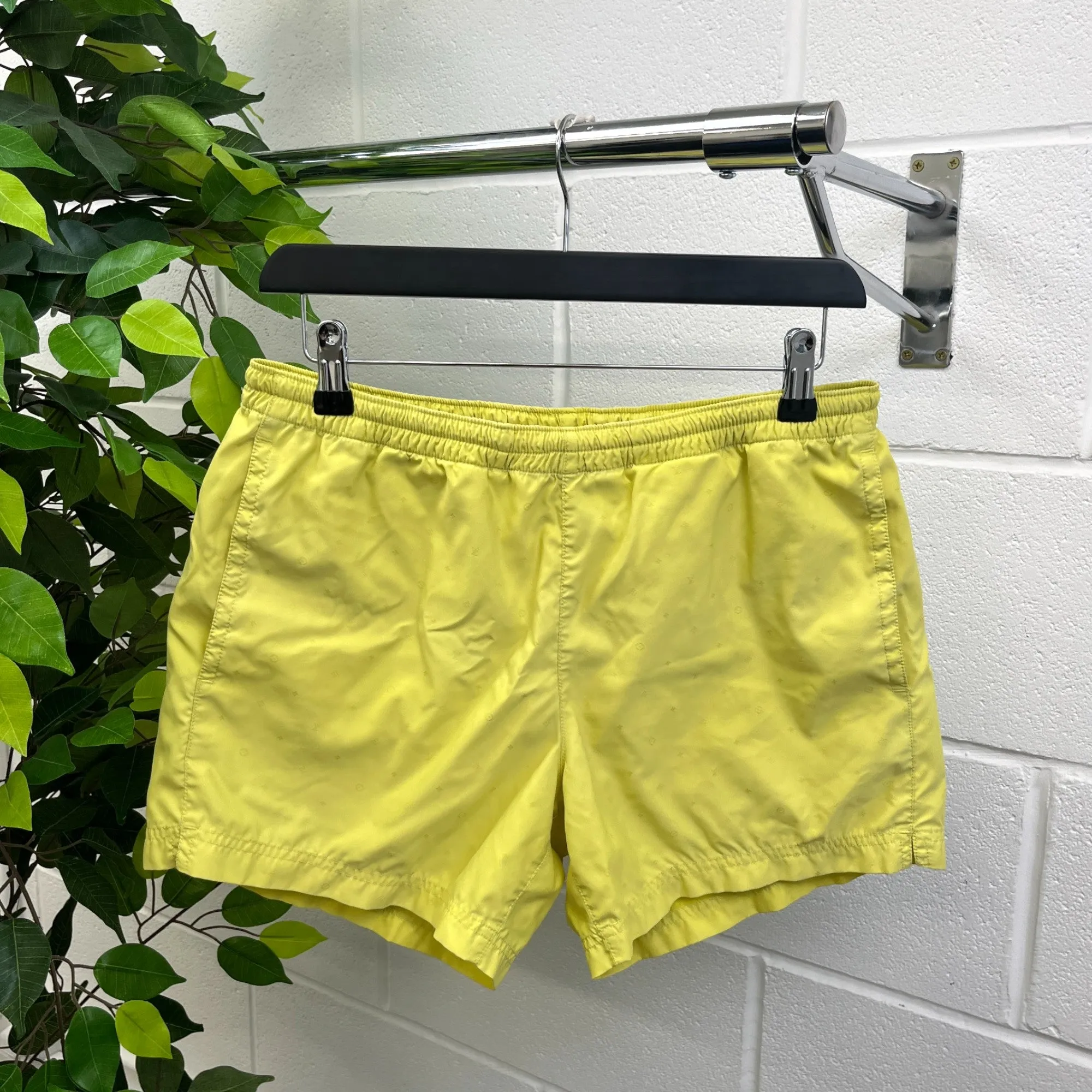 Men's Embroidered Logo Swim Shorts Yellow Size S