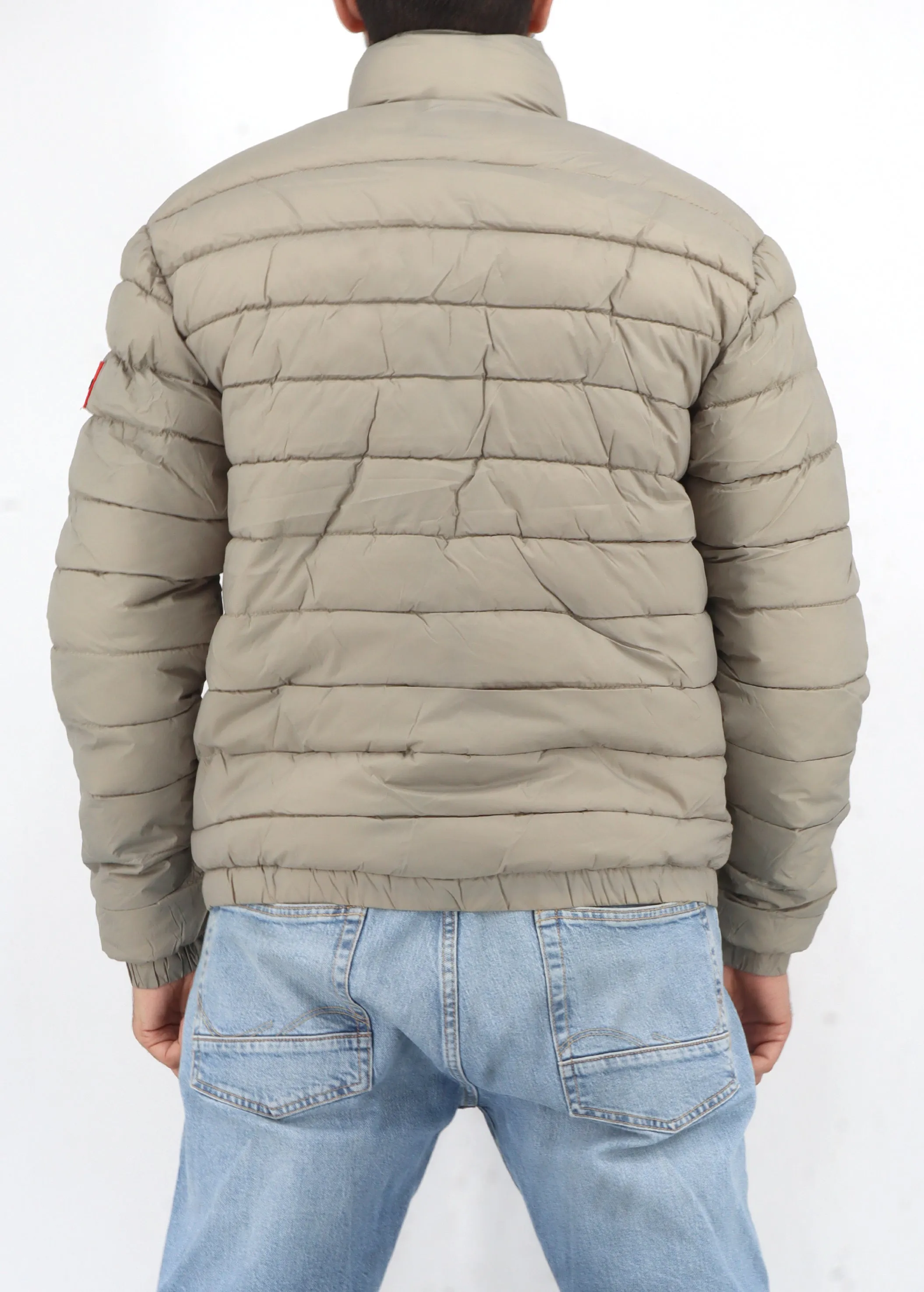 Men's Quilted Puffer Jacket,Light Beige