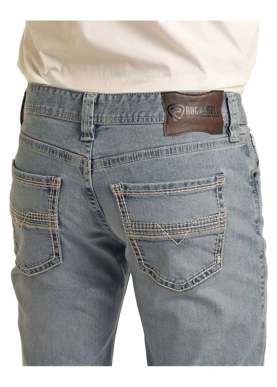 Men's Rock & Roll Rope Stitch Embroidered Pistol Straight Jean