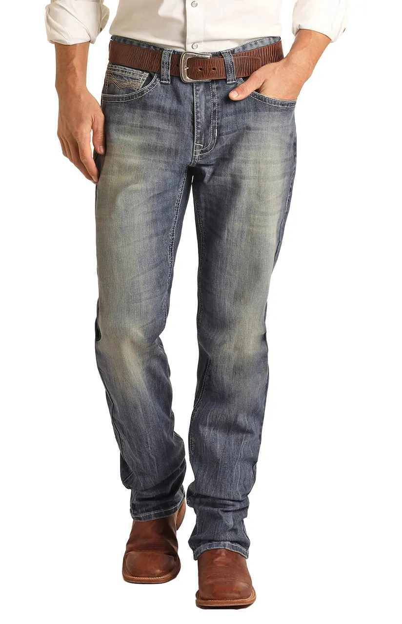 Men's Rock and Roll Relaxed Fit Stretch Bootcut Jeans