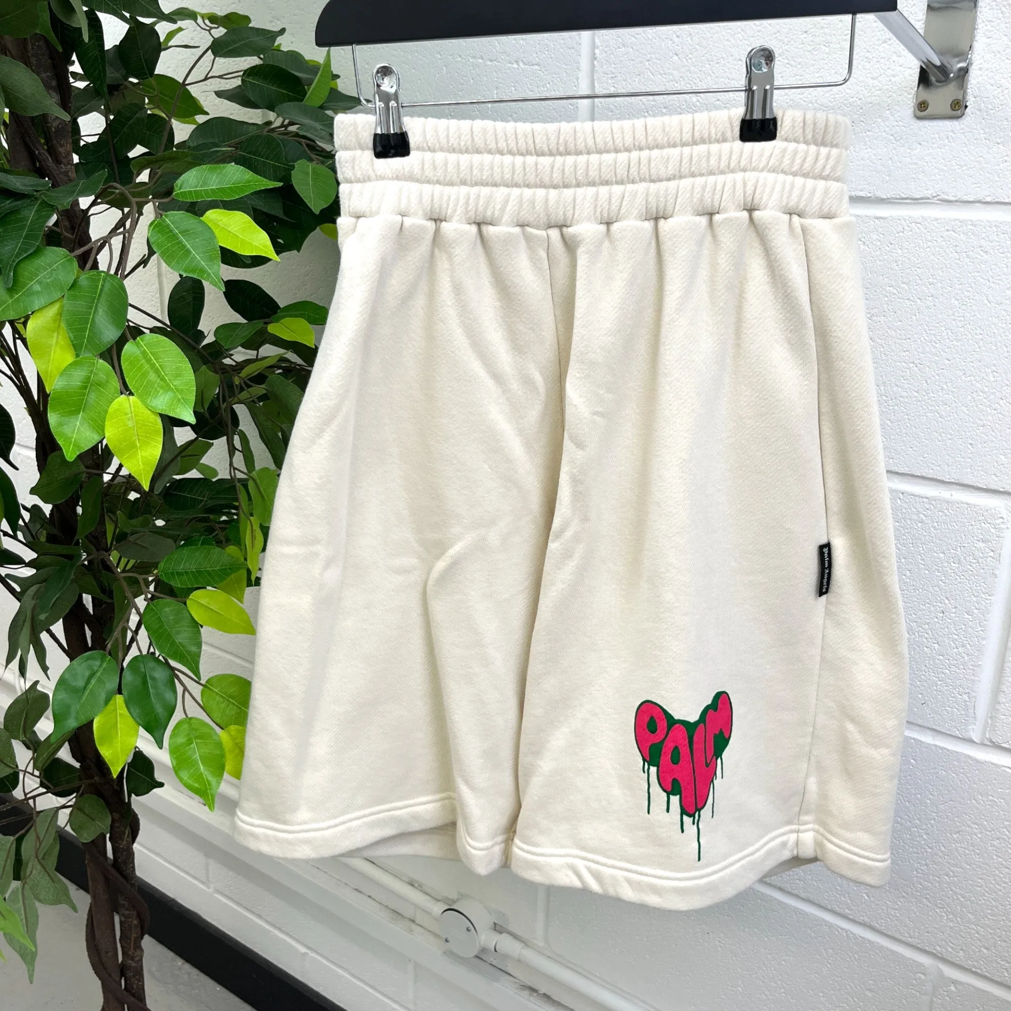 Men's Spray Heart Shorts Cream Size XS