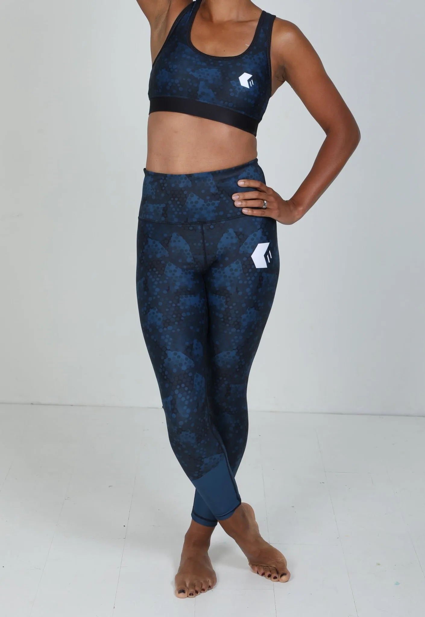 Midnight Blue Hexagon Leggings