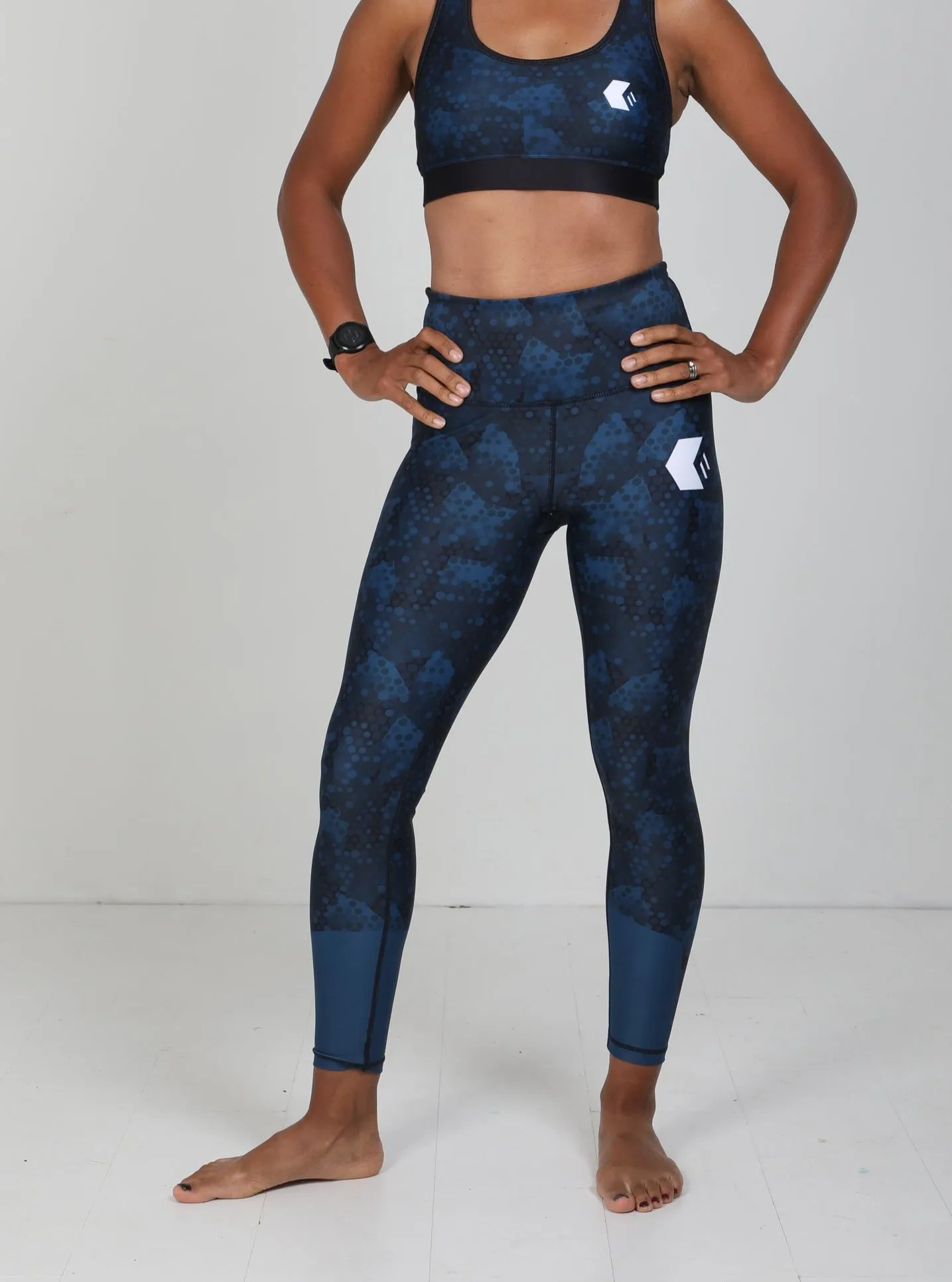 Midnight Blue Hexagon Leggings