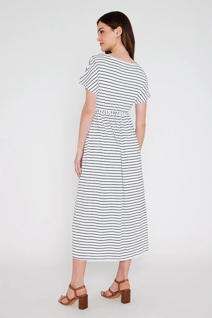 Mila Maxi Dress - White & Black Stripe