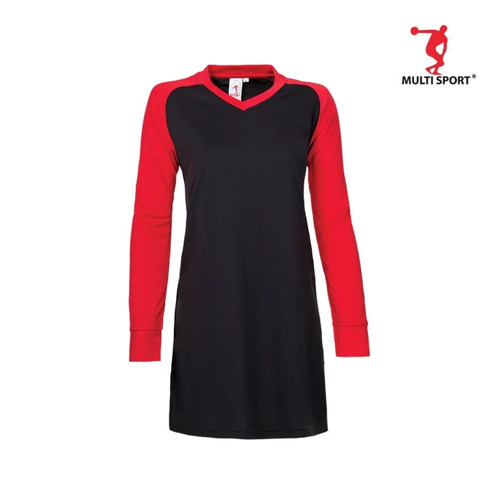 MULTISPORT LADIES LONGSLEEVE MINI EYELET MUSLIMAH (BLACK/RED)