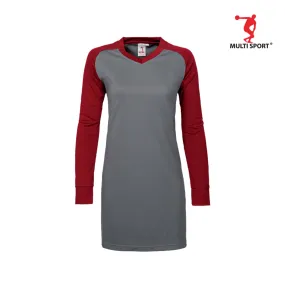 MULTISPORT LADIES LONGSLEEVE MINI EYELET MUSLIMAH (CHARCOAL/MAROON)