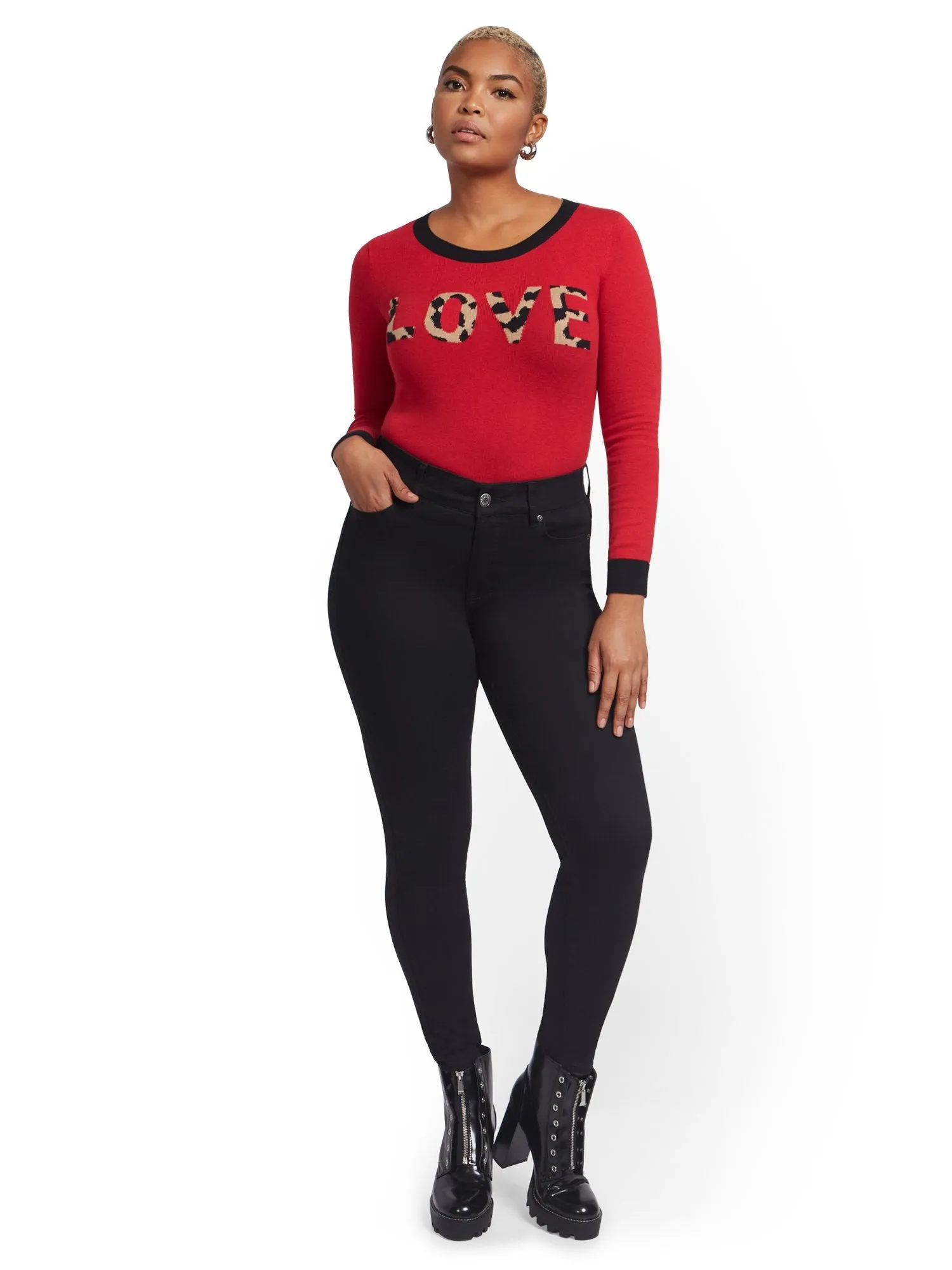 Mya Curvy High-Waisted Sculpting No Gap Super-Skinny Jeans - Black