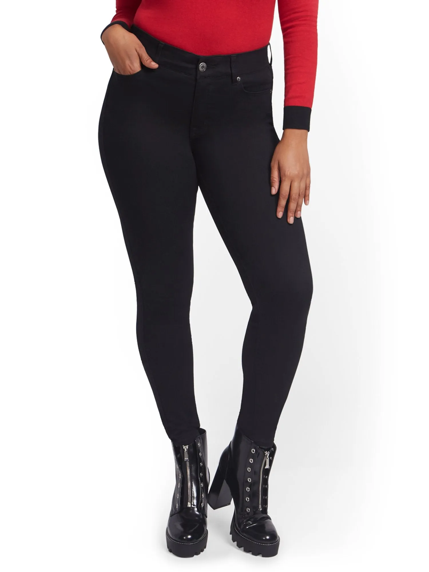 Mya Curvy High-Waisted Sculpting No Gap Super-Skinny Jeans - Black