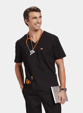 Orange Standard Balboa Scrub Top - Black