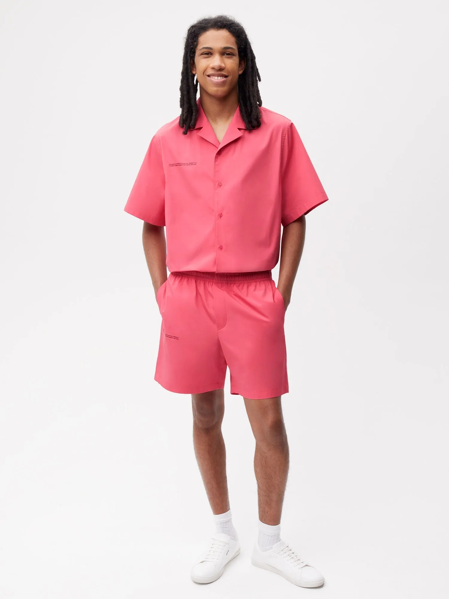 Organic Cotton Poplin Elasticated Shorts—lotus pink