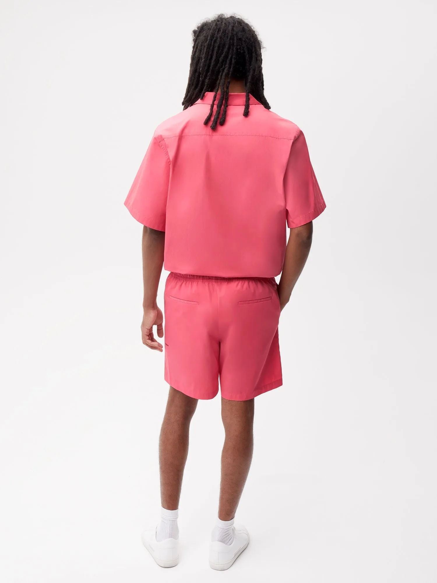 Organic Cotton Poplin Elasticated Shorts—lotus pink