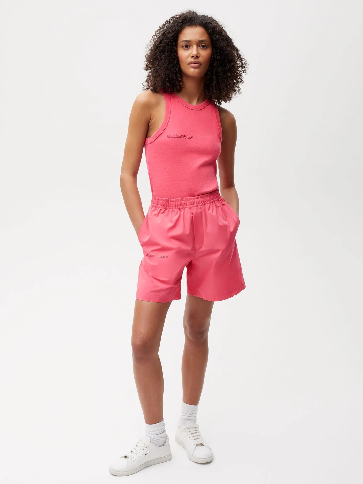 Organic Cotton Poplin Elasticated Shorts—lotus pink