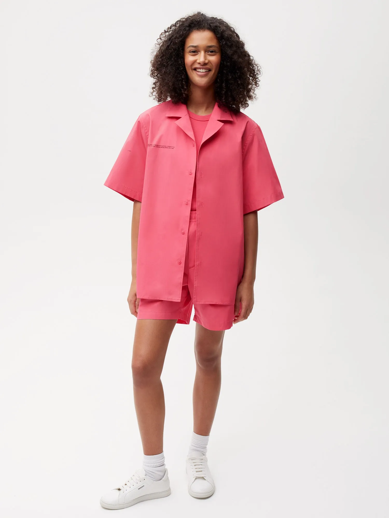 Organic Cotton Poplin Elasticated Shorts—lotus pink