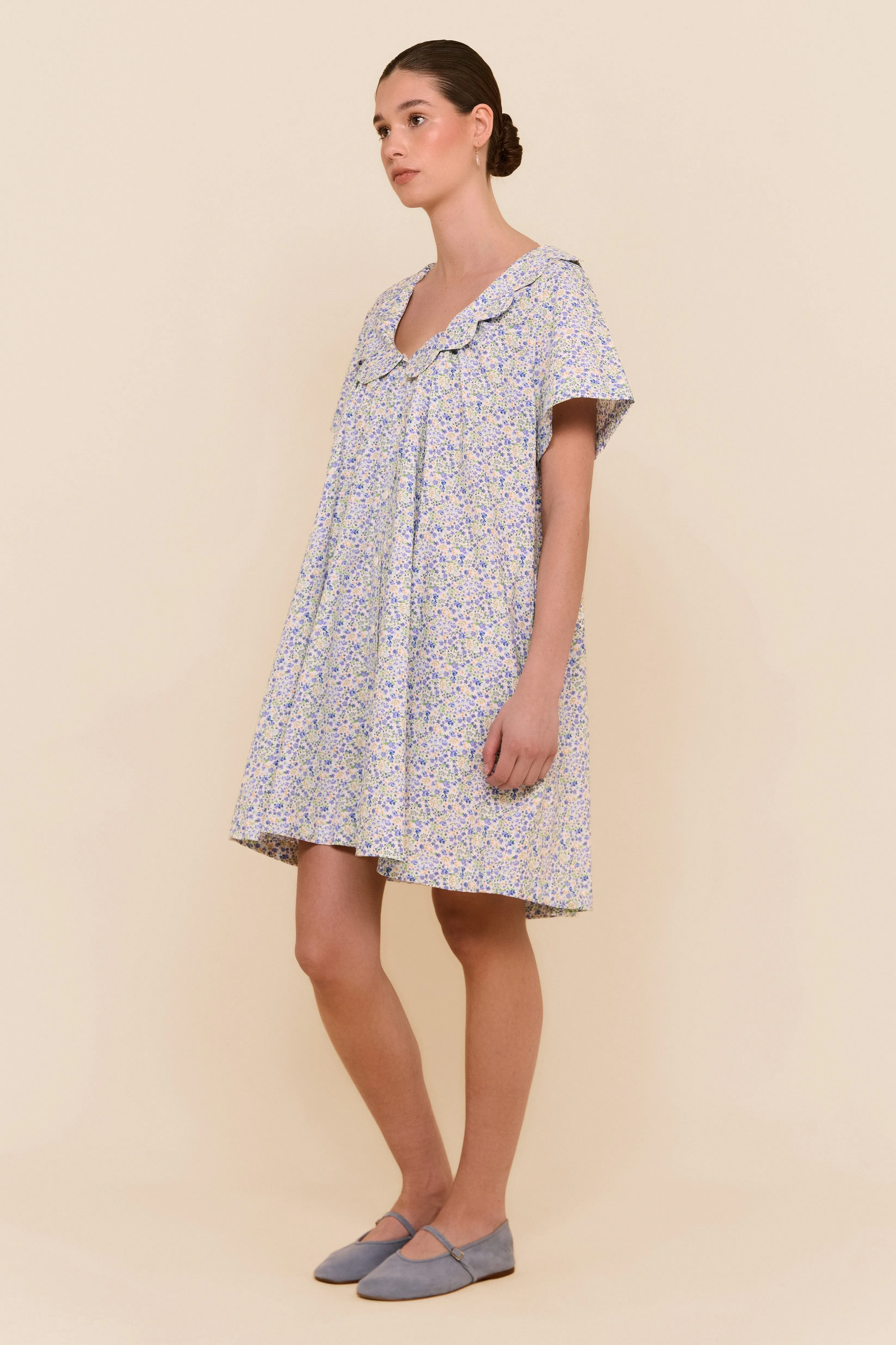 Penelope Lounge Dress - Cotton - Floret Blue