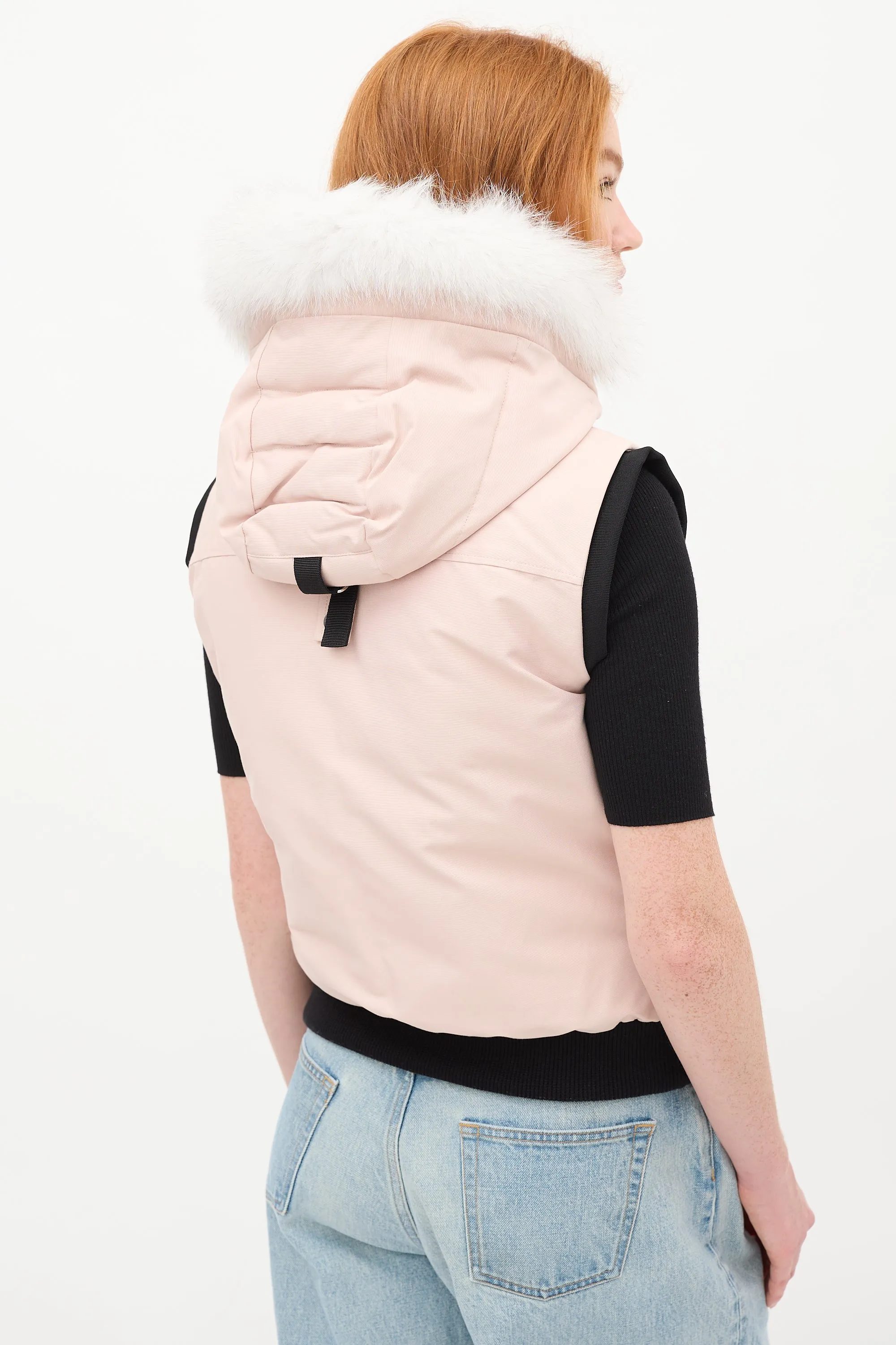 Pink Liberty Down & Fur Hood Vest