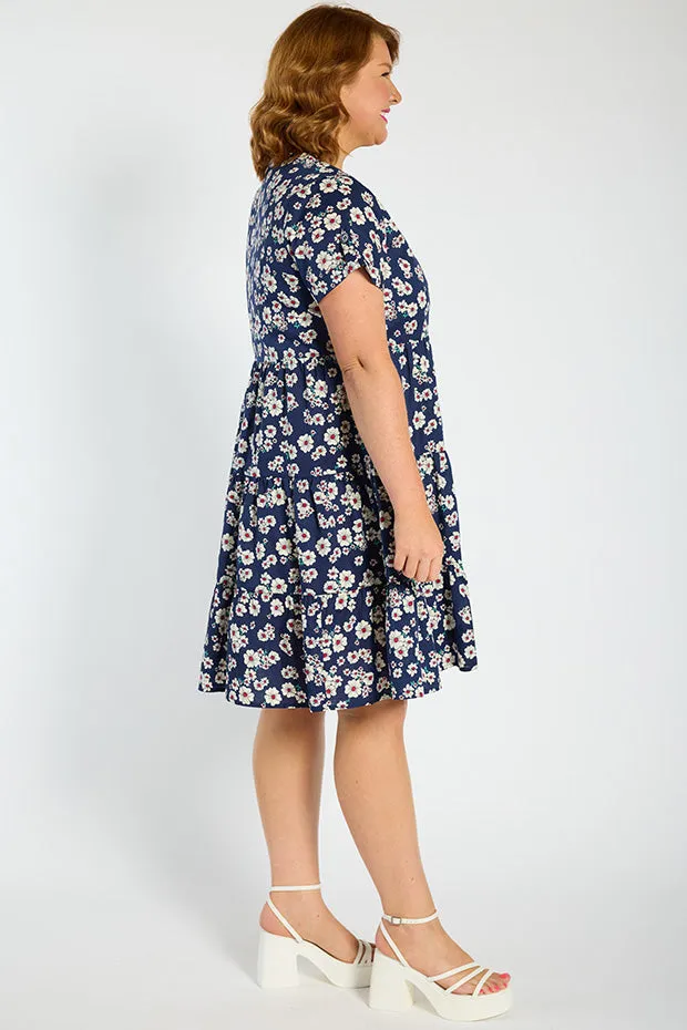 Popping Navy Daisy Dress