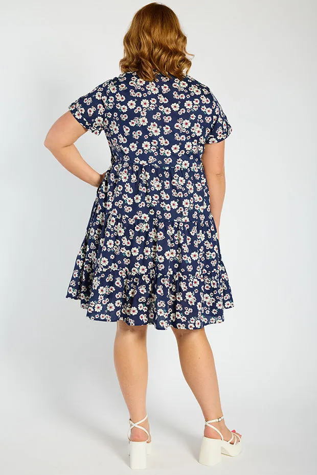 Popping Navy Daisy Dress