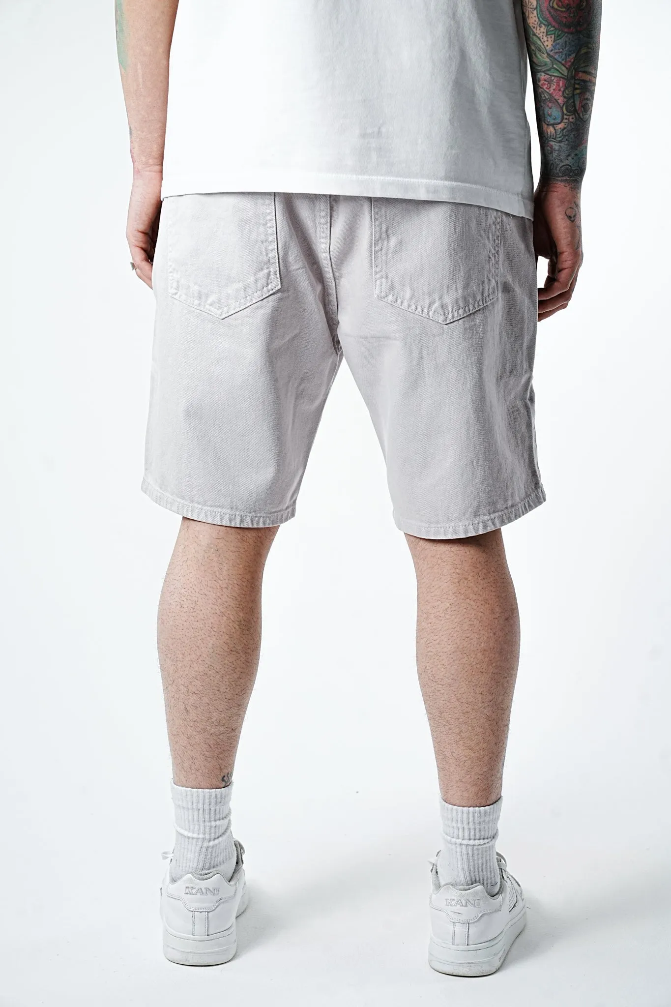 Premium Basic Light Grey Denim Shorts