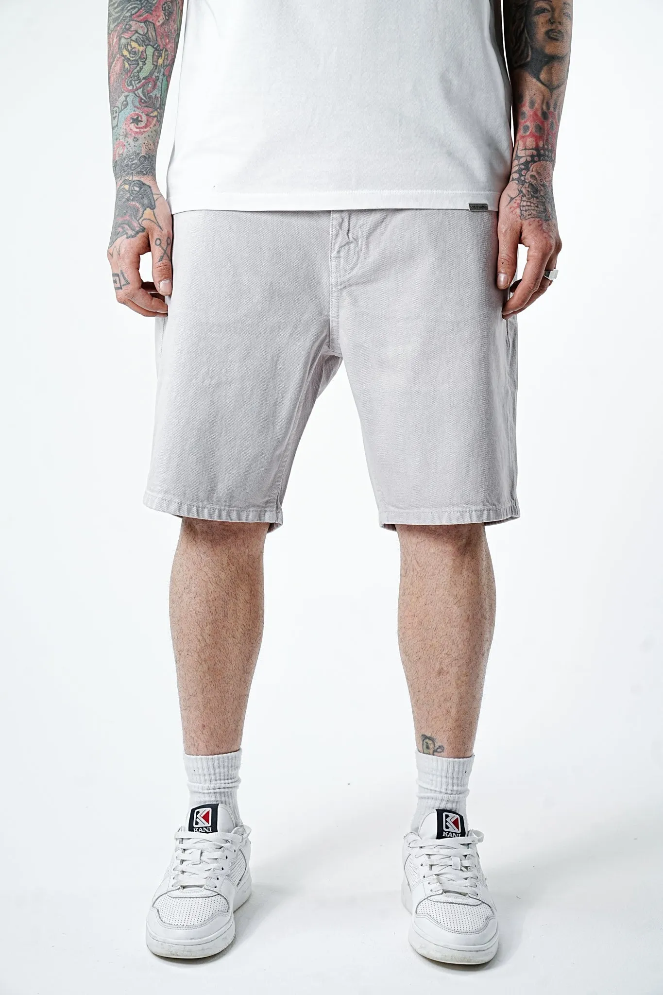 Premium Basic Light Grey Denim Shorts