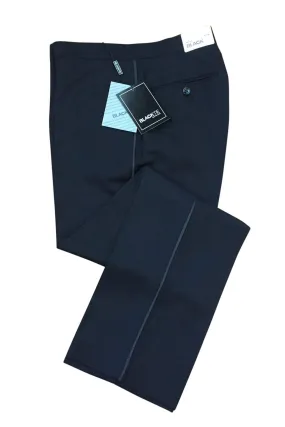 "Logan" Black Luxury Wool Blend Tuxedo Pants - Unhemmed