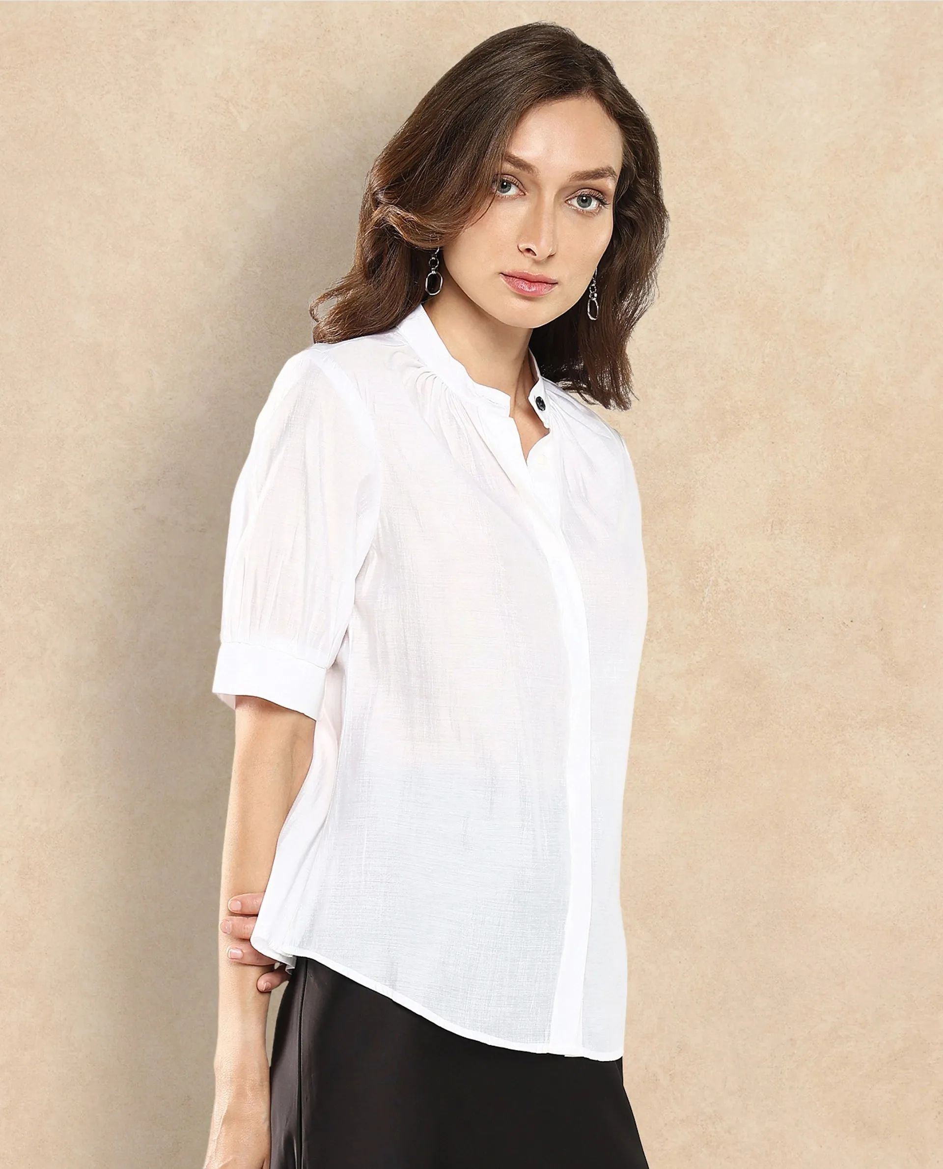 Rareism Women Breen White Plain Top