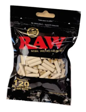 Raw Black XL Cotton Filter Tips - 120 Tips