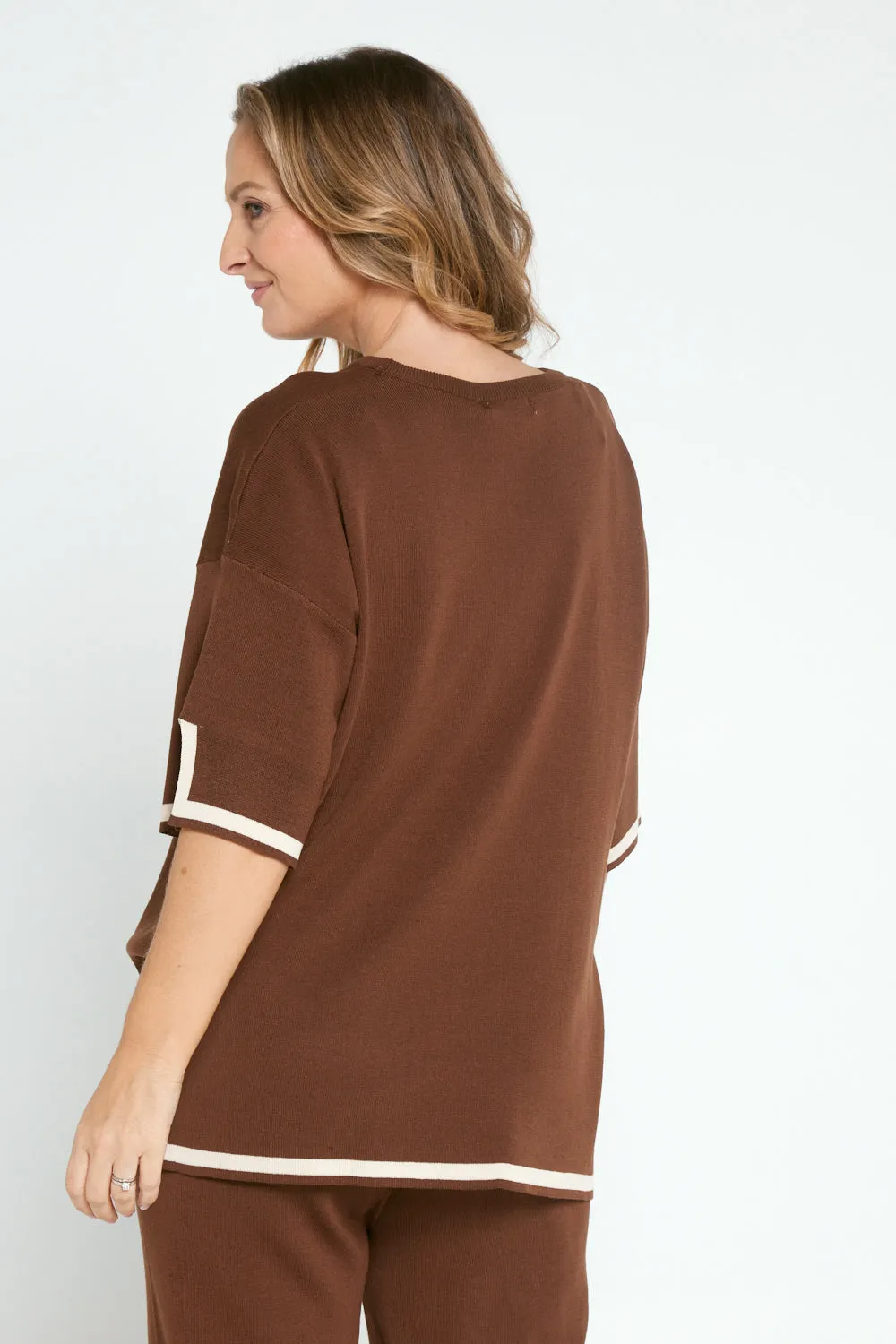 Regina Knit Top and Pant Set - Brown