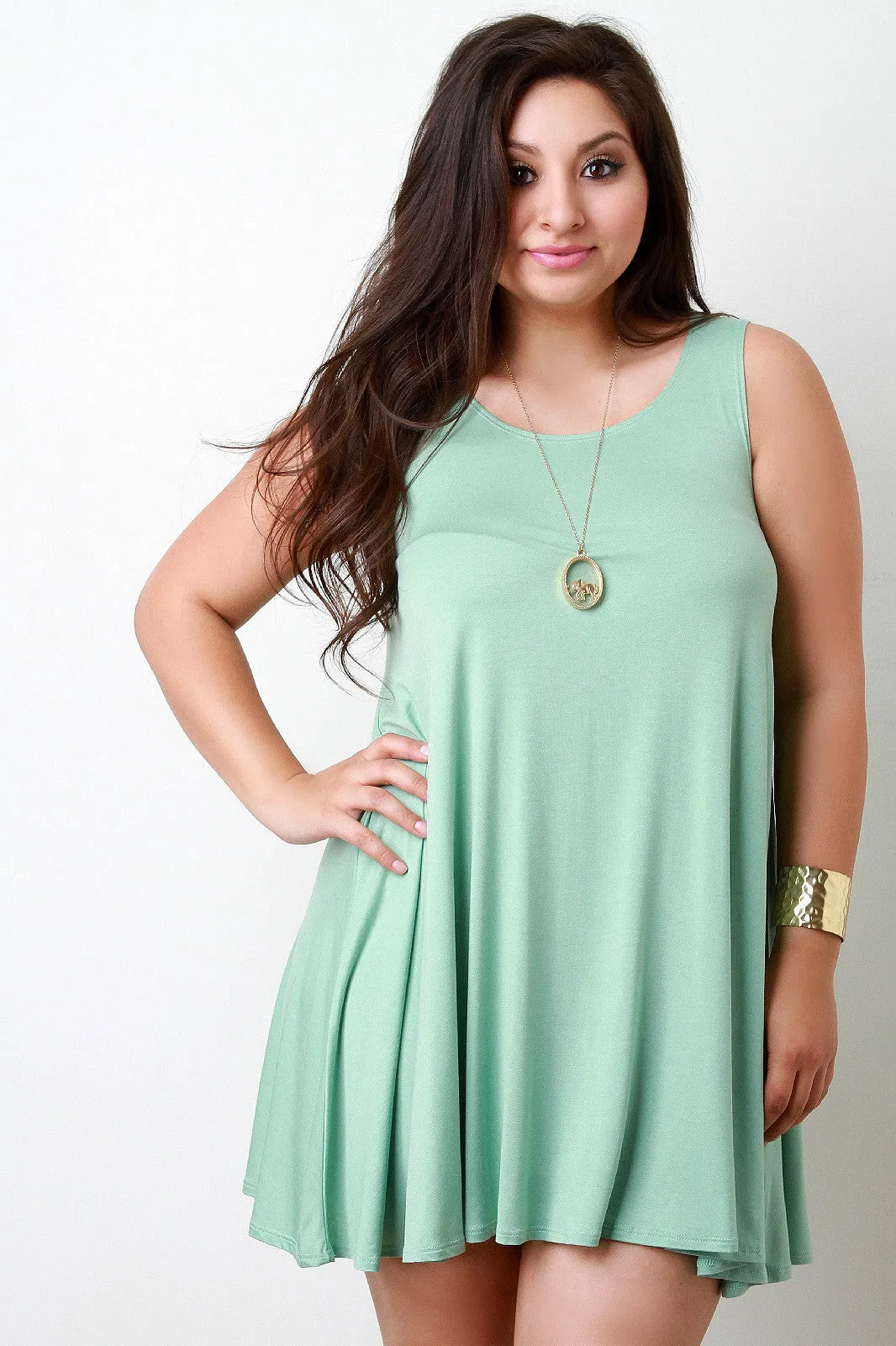 Relaxed Fit Boat Neck Sleeveless Dress