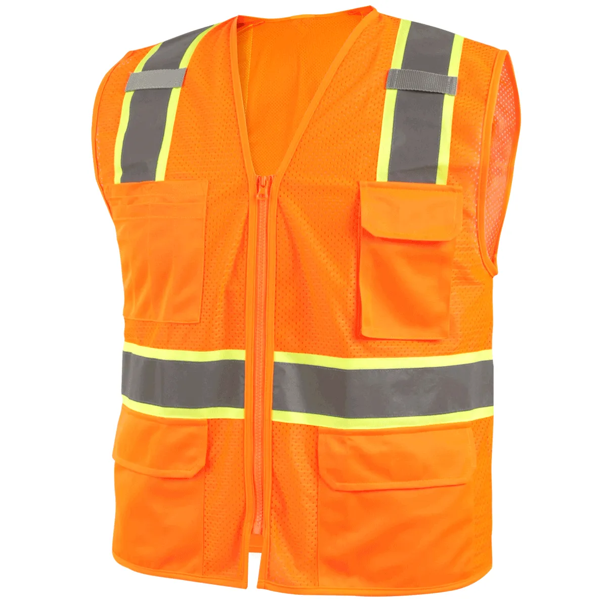 Revco VS2035-OR Orange Class 2 7-Pocket Polyester Hi-Vis Safety Vest (1 Vest)