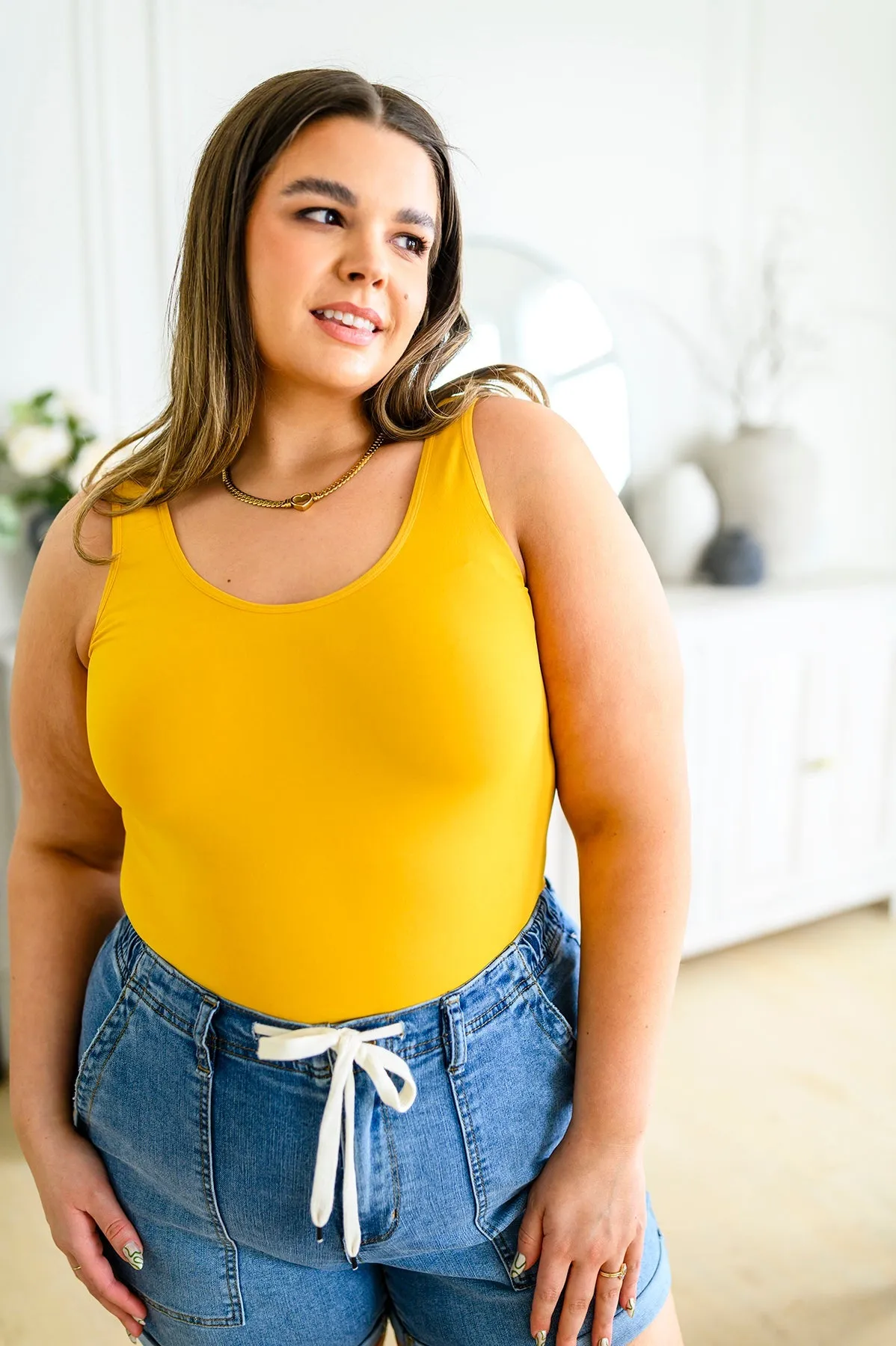 Reversible Longline Tank in Mustard