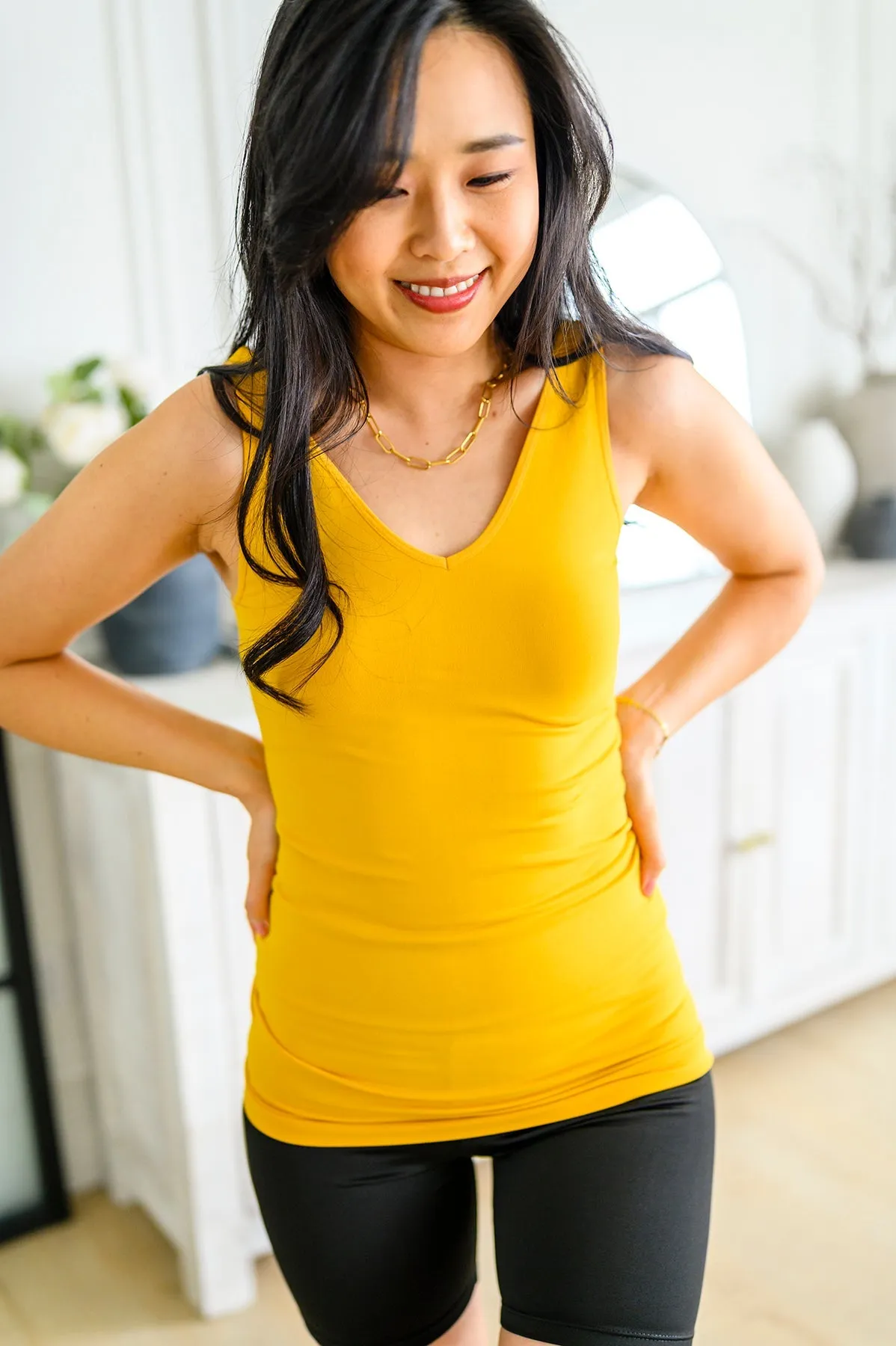 Reversible Longline Tank in Mustard