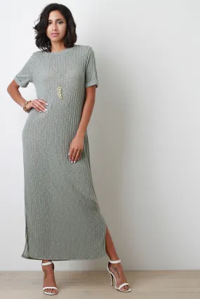 Rib Knit Slit Maxi Dress