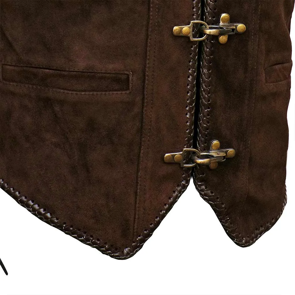 RIDERACT® Suede Leather Vest Brown Triple Clasp