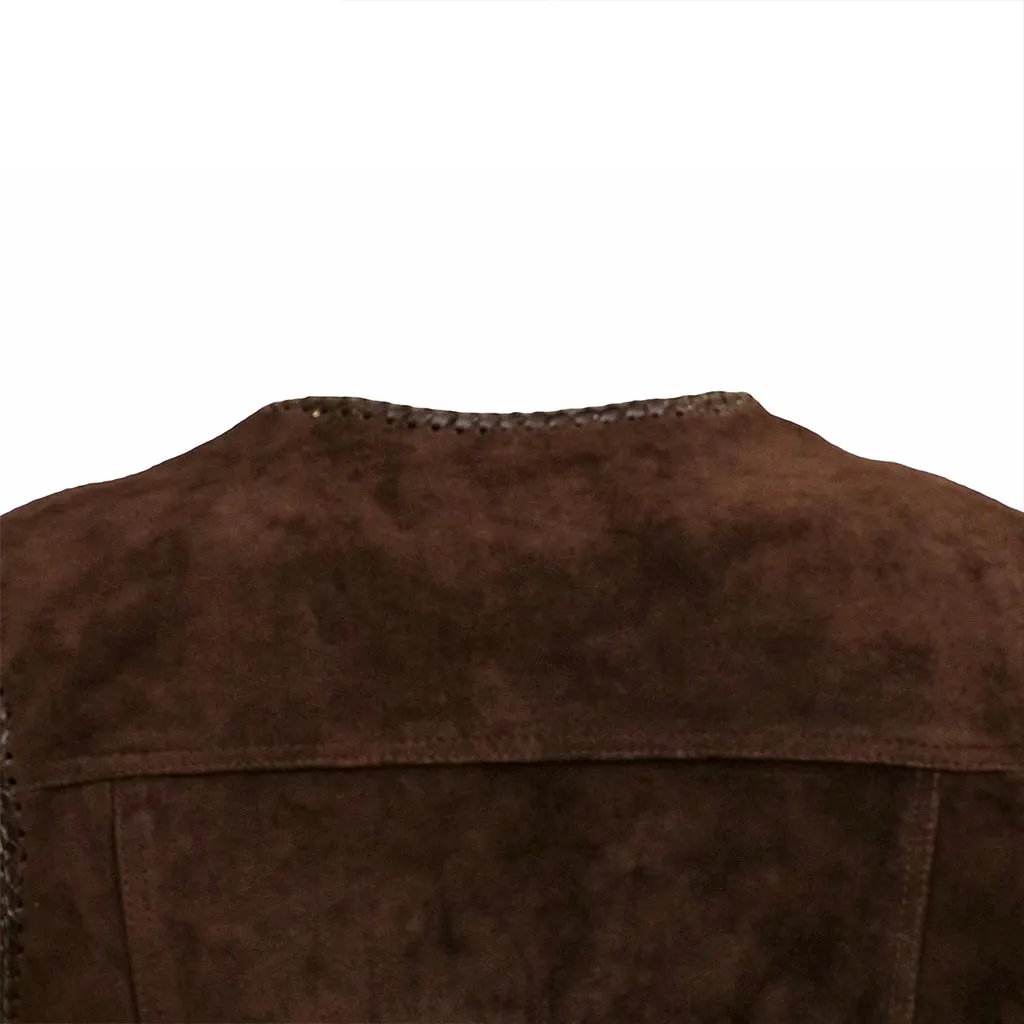 RIDERACT® Suede Leather Vest Brown Triple Clasp