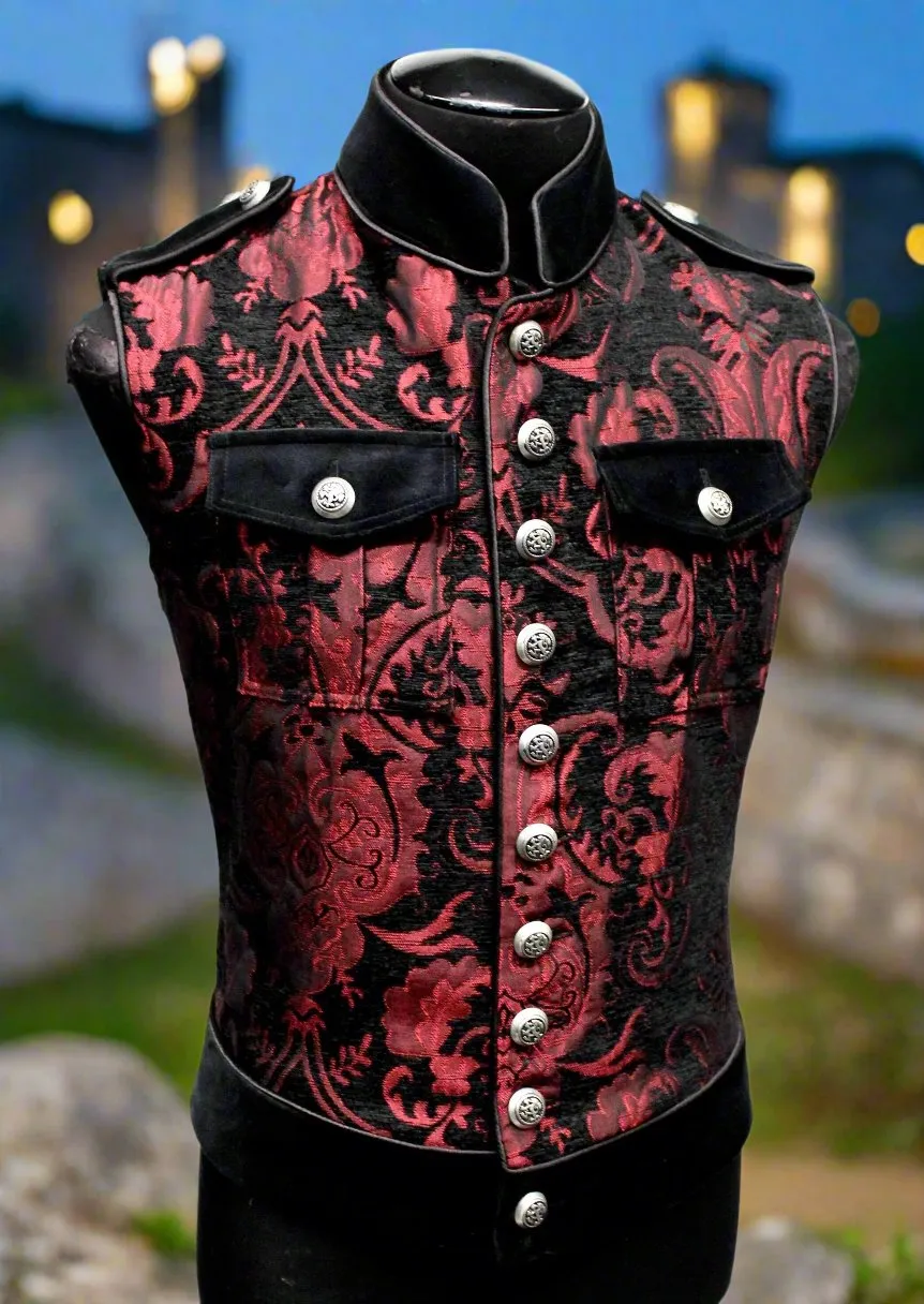 ROYAL MARINE VEST -Red/Black Tapestry