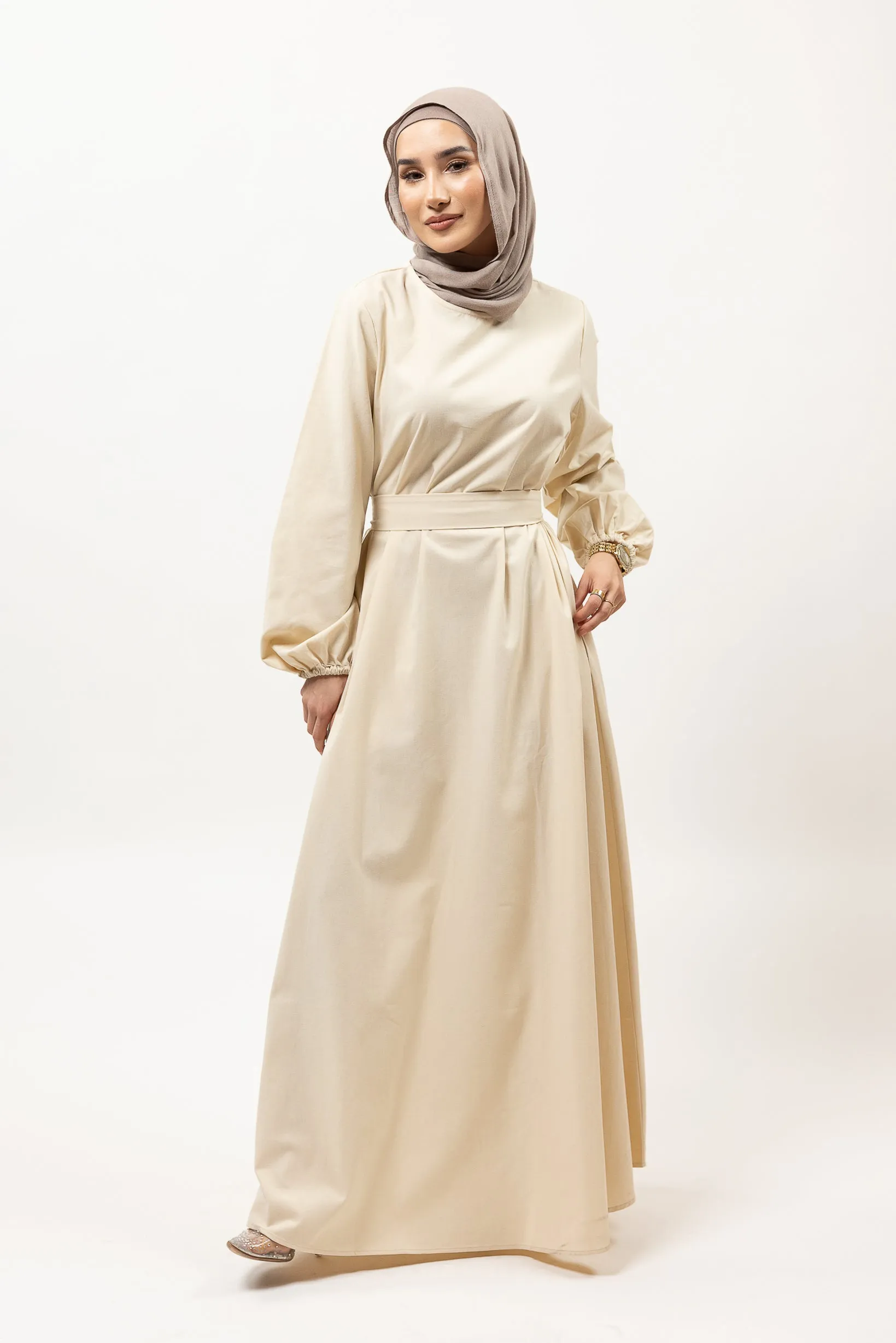 Salima Closed Sleeve Linen Dress