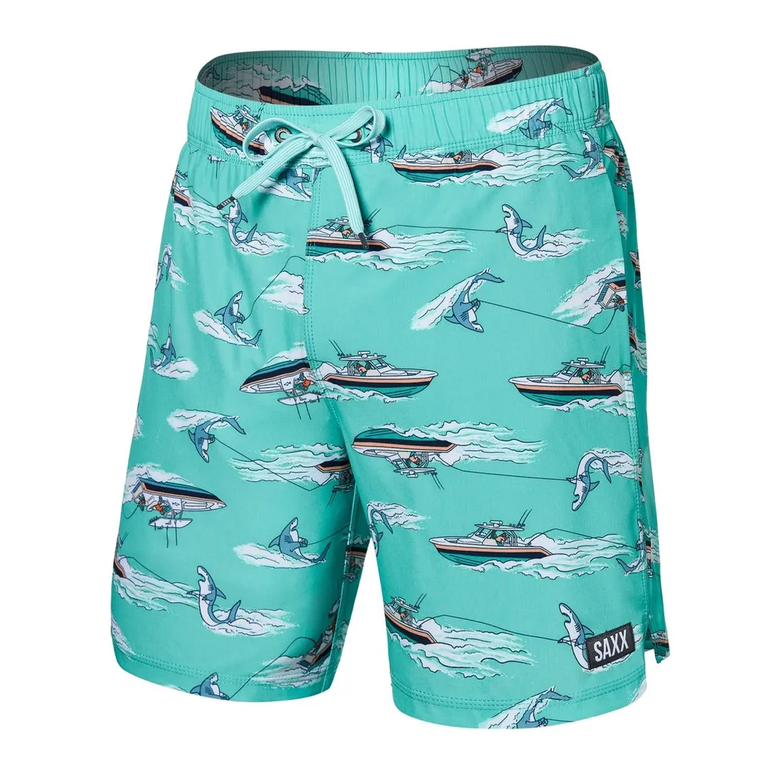 SAXX Men's Oh Buoy 2-in-1 7" Volley Swim Short Sharski Turquoise