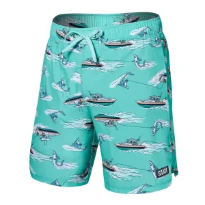 SAXX Men's Oh Buoy 2-in-1 7" Volley Swim Short Sharski Turquoise