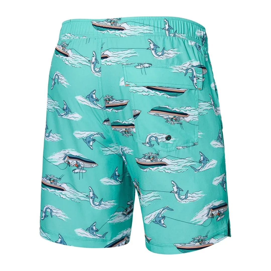 SAXX Men's Oh Buoy 2-in-1 7" Volley Swim Short Sharski Turquoise