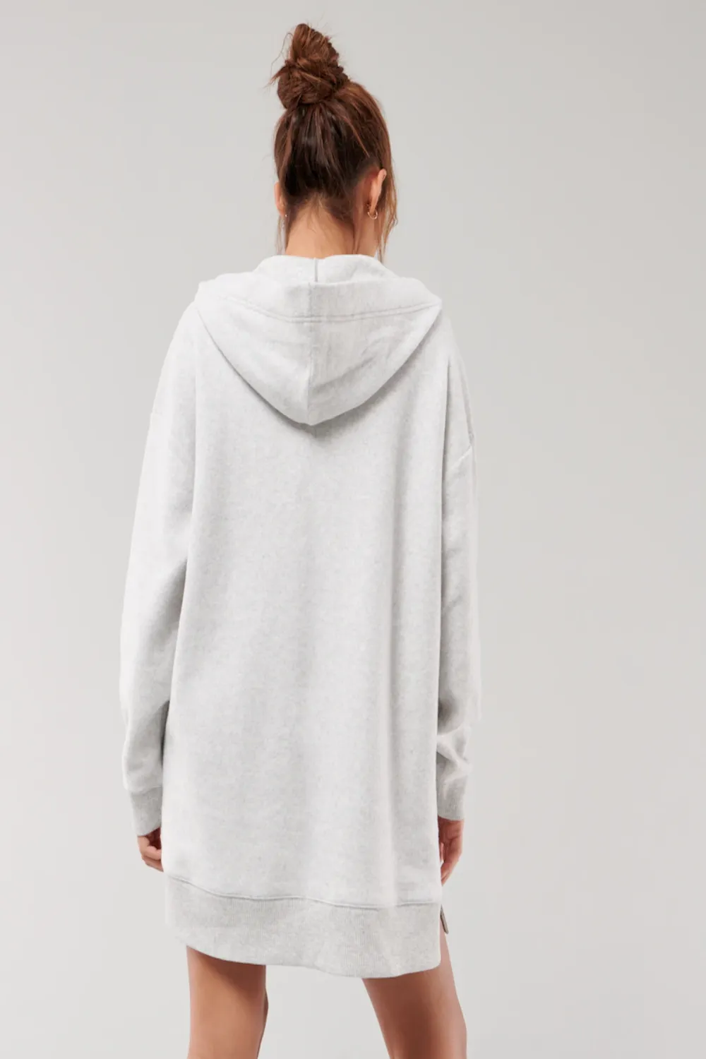 Short Grey Hooded Nap Dress