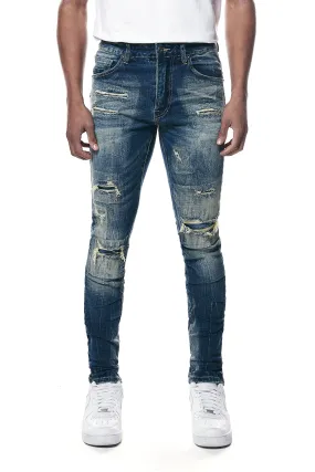 Smoke Rise Men's Distressed Rip & Repair Super Skinny Denim Jeans