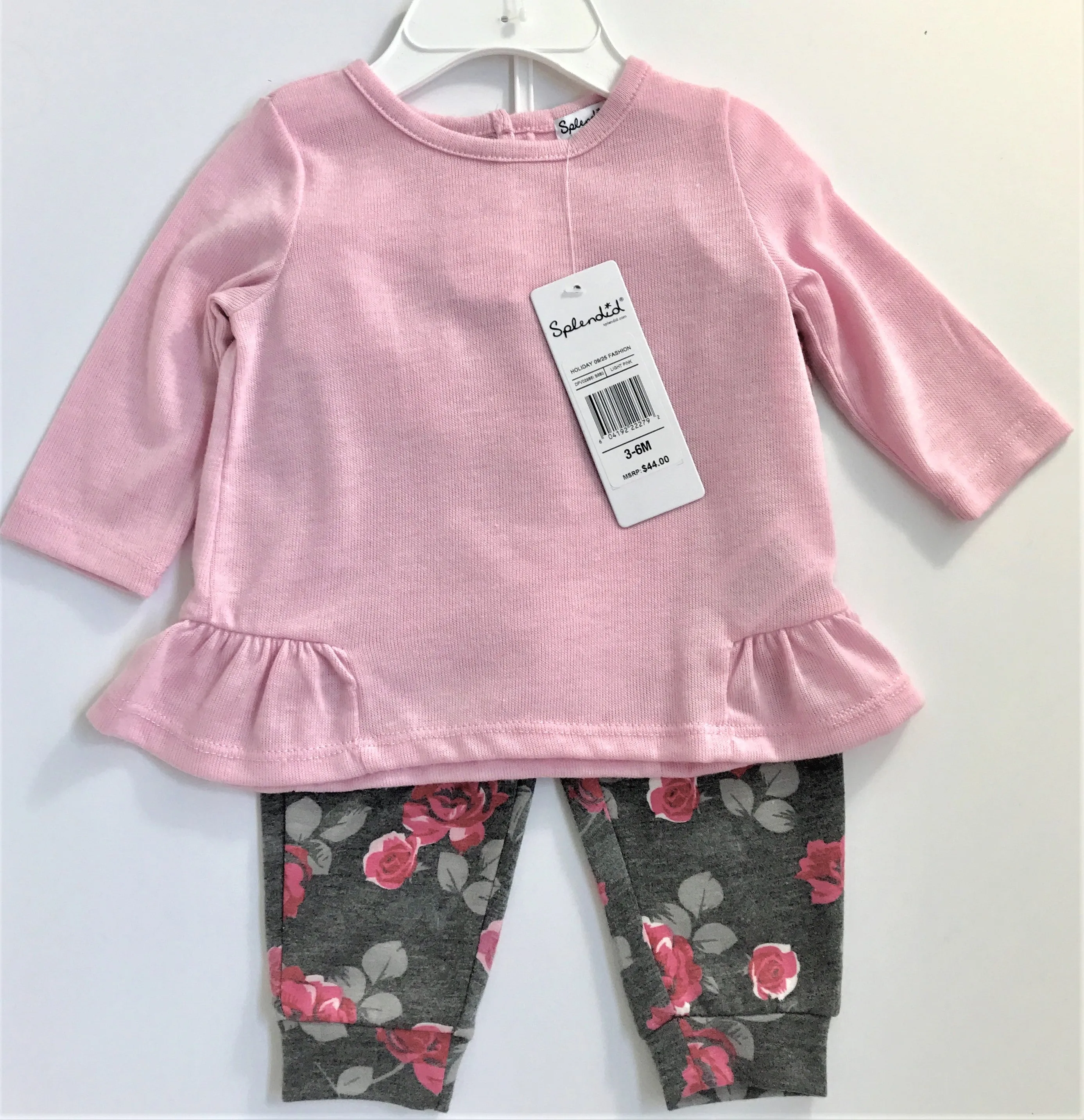 Splendid 2Pc Light Pink and Floral Legging Set