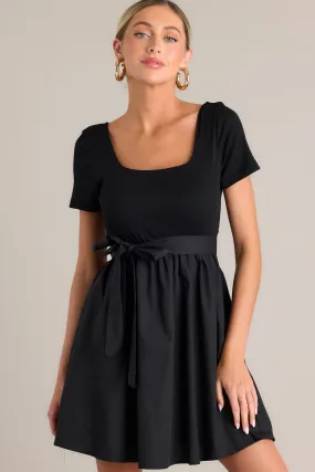 Starless Night Black Short Sleeve Mini Dress