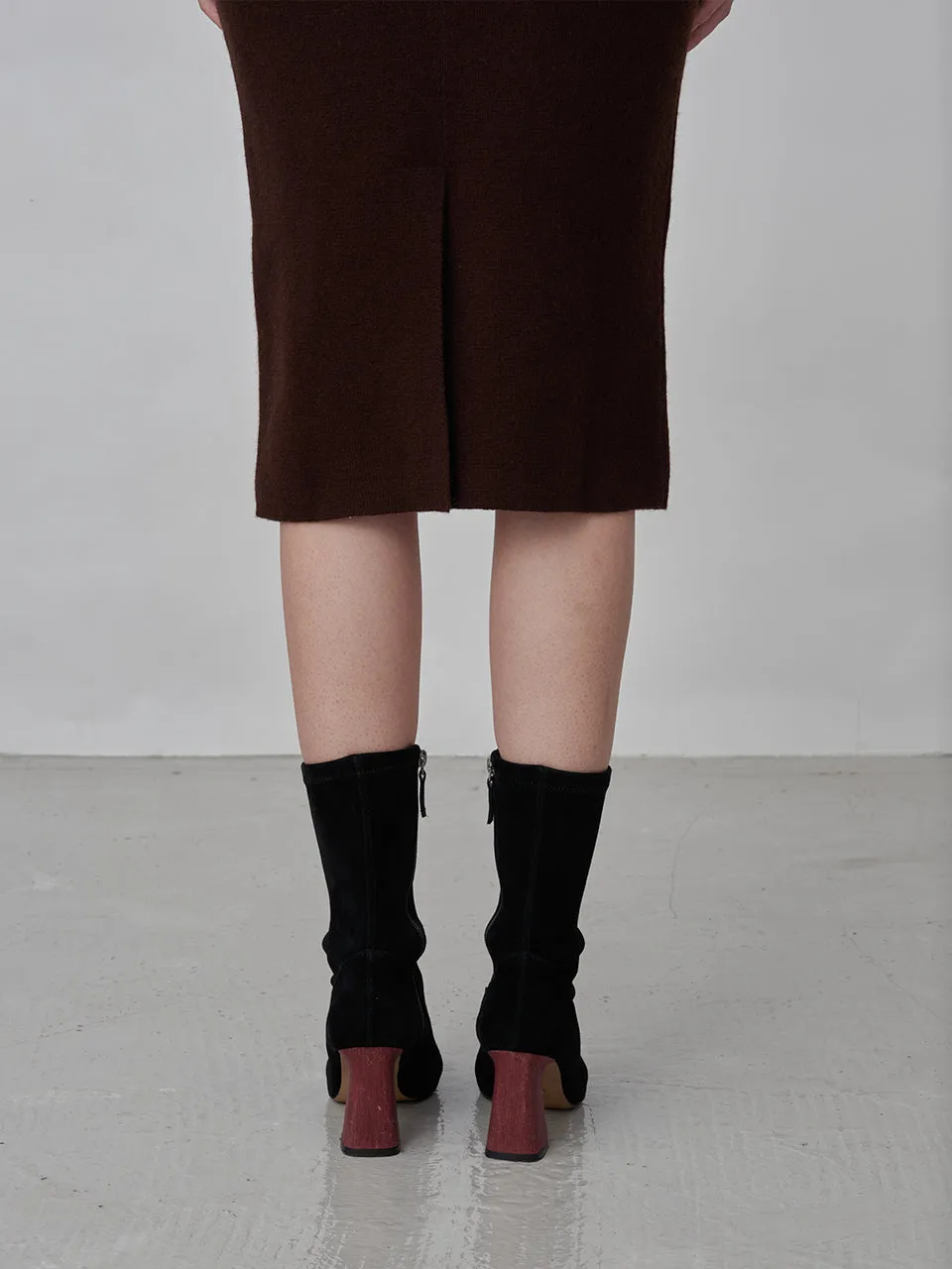 Straight Midi Skirt_Brown