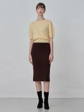 Straight Midi Skirt_Brown