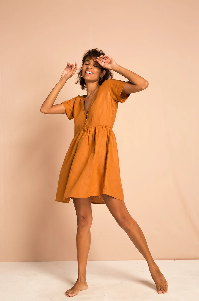 SUNCHASER Dress - ochre linen