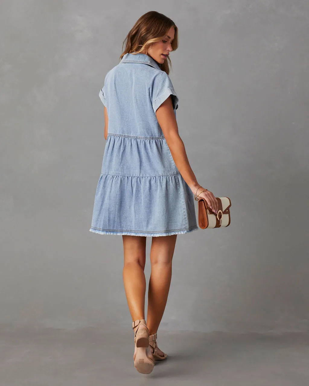 Sunol Tiered Button Down Chambray Dress