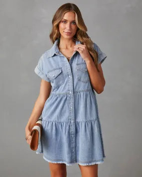 Sunol Tiered Button Down Chambray Dress