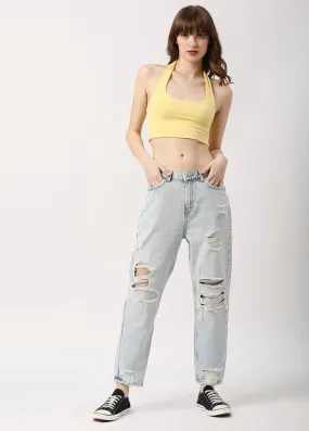 Super Light Blue Valencia Extreme  Mom Fit Jeans