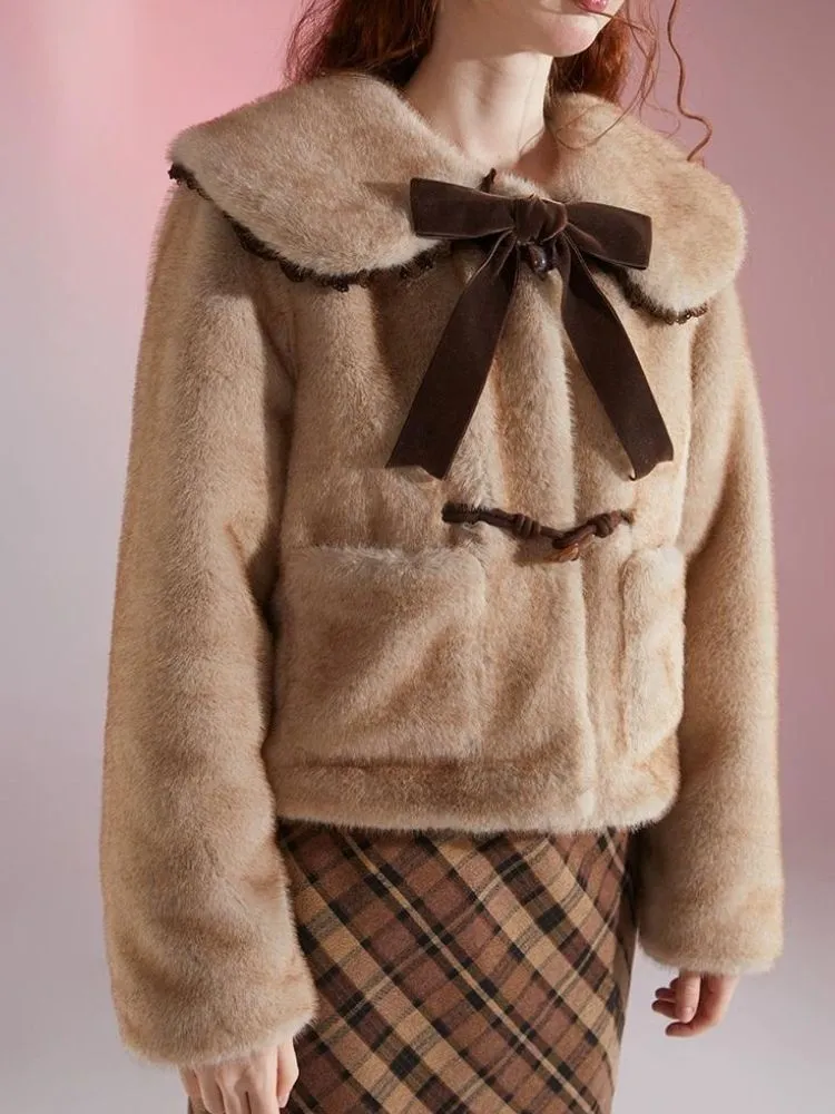 Sweet Doll Collar Fur Gradient Pink Short Jacket【s0000004416】